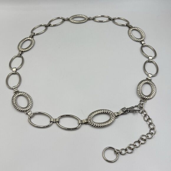 Womens Silver-Tone Oval Link Belt – Adjustable Chain Belt for Dresses & Jeans - Picture 15 of 16